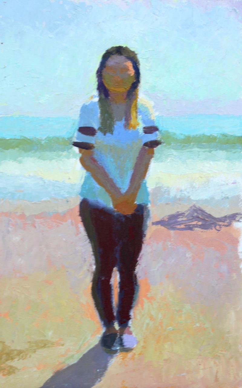 painting of a woman on the beach